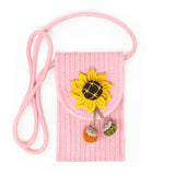 90672, SUNFLOWER PATCH ACCENT MINI STRAW CROSSBODY BAG