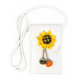 90672, SUNFLOWER PATCH ACCENT MINI STRAW CROSSBODY BAG