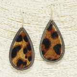 90677, LEOPARD PRINT TEARDROP WOOD EARRING