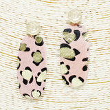 90678, LEOPARD PRINT WITH GOLD ACCENT FAUX LEATHER EARRING