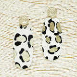90678, LEOPARD PRINT WITH GOLD ACCENT FAUX LEATHER EARRING
