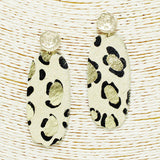90678, LEOPARD PRINT WITH GOLD ACCENT FAUX LEATHER EARRING