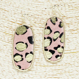 90679, LEOPARD PRINT WITH GOLD ACCENT FAUX LEATHER EARRING