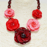 90682, ACRYLIC ROSE FLOWER STATEMENT NECKLACE