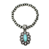 90700, WESTERN CONCHO CHARM WITH NAVAJO BEADED STRETCH BRACELET
