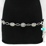 90720, WESTERN STEER HEAD WITH TURQUOISE STONE BELT