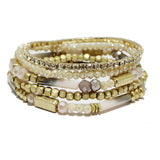 90773, MIXED MULTI LAYERED BEADED STRETCH BRACELET