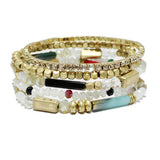 90773, MIXED MULTI LAYERED BEADED STRETCH BRACELET