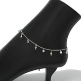 90807, DAINTY CROSS CHARM ANKLET, RELIGIOUS