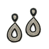90825, TEARDROP SEED BEADED & RHINESTONE EARRING
