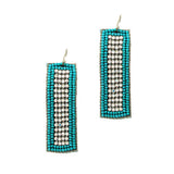 90827, RECTANGLE SEED BEADED & RHINESTONE EARRING