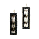 90827, RECTANGLE SEED BEADED & RHINESTONE EARRING