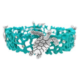 90838, SEA TURTLE WITH CORAL STRETCH BRACELET, SEA LIFE, OCEAN