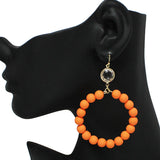 90848, MATTE FINISH BALL BEADED ROUND DANGLE EARRING