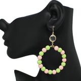 90848, MATTE FINISH BALL BEADED ROUND DANGLE EARRING