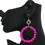 90848, MATTE FINISH BALL BEADED ROUND DANGLE EARRING
