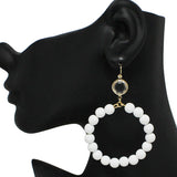 90848, MATTE FINISH BALL BEADED ROUND DANGLE EARRING