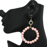 90848, MATTE FINISH BALL BEADED ROUND DANGLE EARRING
