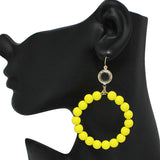 90848, MATTE FINISH BALL BEADED ROUND DANGLE EARRING
