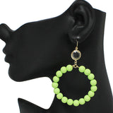 90848, MATTE FINISH BALL BEADED ROUND DANGLE EARRING