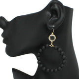 90848, MATTE FINISH BALL BEADED ROUND DANGLE EARRING