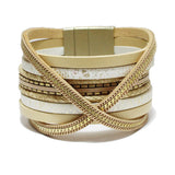 90859, GLITTER ACCENT FAUX LEATHER MAGNETIC CLOSURE BRACELET