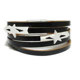90862, STAR ACCENT FAUX LEATHER MAGNETIC CLOSURE BRACELET