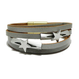 90862, STAR ACCENT FAUX LEATHER MAGNETIC CLOSURE BRACELET