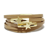 90862, STAR ACCENT FAUX LEATHER MAGNETIC CLOSURE BRACELET