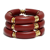 90869, WOODEN MULTI LAYERED STRETCH BRACELET