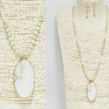 90874, SEMI PRECIOUS STONE & BEADED LONG PENDANT NECKLACE