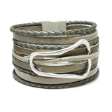 90890, GEOMETRIC ACCENT FAUX LEATHER MULTILAYER WRAP MAGNETIC CLOSURE BRACELET