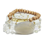 90894, SEMI PRECIOUS STONE MULTI LAYERED BEADED STRETCH BRACELET