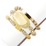 90894, SEMI PRECIOUS STONE MULTI LAYERED BEADED STRETCH BRACELET