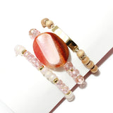90894, SEMI PRECIOUS STONE MULTI LAYERED BEADED STRETCH BRACELET