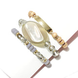 90894, SEMI PRECIOUS STONE MULTI LAYERED BEADED STRETCH BRACELET