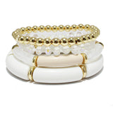 90895, ACRYLIC TUBE MULTI LAYERED BEADED STRETCH BRACELET