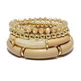 90895, ACRYLIC TUBE MULTI LAYERED BEADED STRETCH BRACELET