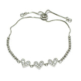 90966, TRIPLE HEART CUBIC ZIRCONIA ADJUSTABLE BRACELET, VALENTINE'S DAY