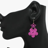 90983, MATTE FINISH FLOWER DANGLE EARRING