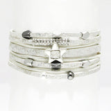 91000, STAR ACCENT FAUX LEATHER MULTILAYER WRAP MAGNETIC CLOSURE BRACELET