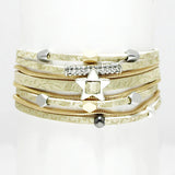 91000, STAR ACCENT FAUX LEATHER MULTILAYER WRAP MAGNETIC CLOSURE BRACELET