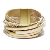 91001, FAUX LEATHER MULTILAYER WRAP MAGNETIC CLOSURE BRACELET
