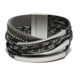 91001, FAUX LEATHER MULTILAYER WRAP MAGNETIC CLOSURE BRACELET