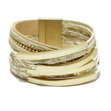 91001, FAUX LEATHER MULTILAYER WRAP MAGNETIC CLOSURE BRACELET