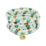 91010, HAMMERED DISC CHARM MULTI LAYERED BEADED STRETCH BRACELET