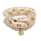 91010, HAMMERED DISC CHARM MULTI LAYERED BEADED STRETCH BRACELET