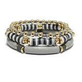 91012, ACRYLIC TUBE MULTI LAYERED BEADED STRETCH BRACELET