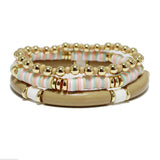 91012, ACRYLIC TUBE MULTI LAYERED BEADED STRETCH BRACELET