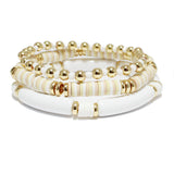 91012, ACRYLIC TUBE MULTI LAYERED BEADED STRETCH BRACELET